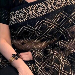 Beautiful authentic Maslin Saree with all over embroidery. Almost new